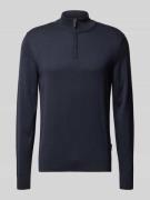 HECHTER PARIS Strickpullover mit Stehkragen und Reißverschluss in Mari...