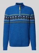 RAGMAN Wollpullover mit gerippten Abschlüssen in Royal, Größe S