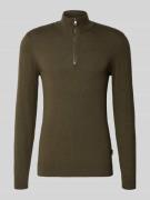 Blend Troyer aus Baumwoll-Mix in Strick-Optik in Oliv, Größe 3XL