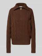 Tommy Hilfiger Relaxed Fit Strickpullover aus reiner Wolle mit Zopf-Mu...