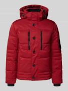 Tom Tailor Regular Fit Steppjacke mit abnehmbarer Kapuze in Rot, Größe...