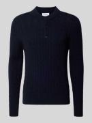 Lindbergh Strickpullover aus Leinen-Mix mit Polokragen in Dunkelblau, ...