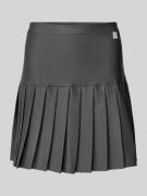 Karo Kauer Minirock mit gelegten Falten in Dunkelgrau, Größe XS