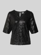 ICHI Blusenshirt mit V-Ausschnitt Modell 'FAUCA' in Black, Größe M