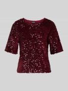 Pieces Regular Fit T-Shirt mit Paillettenbesatz Modell 'KAM' in Bordea...