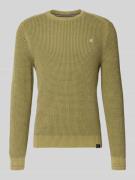 Lerros Regular Fit Pullover in Strick-Optik in Khaki, Größe L