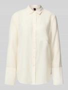 Stefanel Regular Fit Hemdbluse mit Brusttasche in Offwhite, Größe 34