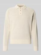 JAKE*S STUDIO MEN Strickpullover mit Polokragen in Ecru, Größe L