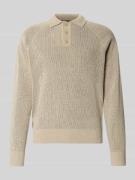 JAKE*S STUDIO MEN Strickpullover mit Polokragen in Beige, Größe M