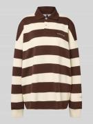 Karo Kauer Oversized Poloshirt mit Streifenmuster in Mittelbraun, Größ...