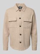 Profuomo Relaxed Fit Hemdjacke mit Brusttaschen in Beige, Größe S