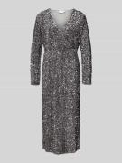 Vila Midikleid mit V-Ausschnitt Modell 'FAITH' in Silber, Größe L