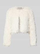 Christian Berg Cocktail Cropped Cocktailjacke mit Federn in Ecru, Größ...