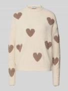 Jake*s Casual Strickpullover im Allover-Look in Ecru, Größe L