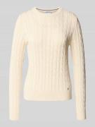 Jake*s Casual Slim Fit Longsleeve in Strick-Optik in Ecru, Größe L