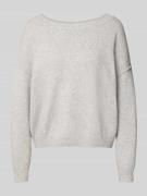 Review Strickpullover mit tiefem U-Boot Ausschnitt in Hellgrau Melange...