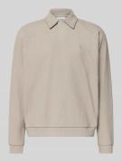 REVIEW Sweatshirt mit Polokragen in Hellgrau, Größe L