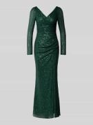 TROYDEN COLLECTION Abendkleid mit V-Ausschnitt in Smaragd, Größe 32