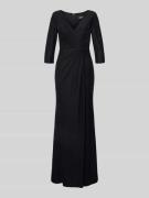 Unique Regular Fit Abendkleid mit V-Ausschnitt in Black, Größe 32