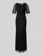 LACE & BEADS Abendkleid mit V-Ausschnitt in Black, Größe M