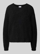 comma Oversized Strickpullover mit gerippten Abschlüssen in Black, Grö...