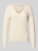 Tommy Hilfiger Regular Fit Strickpullover aus reiner Baumwolle in Weis...