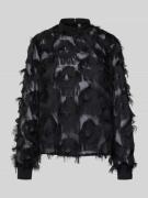 YAS Semitransparentes Bluse mit Fransen Modell 'DIO' in Black, Größe 4...