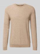 Tom Tailor Regular Fit Strickpullover aus reiner Baumwolle in Hellbrau...