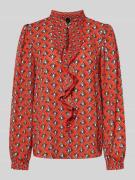 Marc Cain Regular Fit Bluse im Allover-Look mit Volants in Rot, Größe ...
