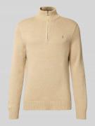 Polo Ralph Lauren Troyer mit Label-Stitching in Beige Melange, Größe L