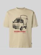 WOODBIRD T-Shirt mit Motiv-Print Modell 'Baine' in Stein, Größe L