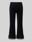 TONI Flared Cut Hose aus Viskose-Mix mit Fransen in Black, Größe 40