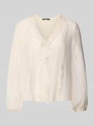 Zero Regular Fit Bluse mit V-Ausschnitt und Schnürung in Ecru, Größe 3...