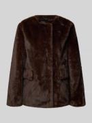 Lauren Ralph Lauren Jacke aus Kunstfell mit Pattentaschen in Dunkelbra...