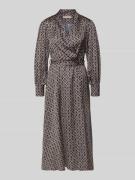 Rinascimento Hemdblusenkleid im Allover-Look mit Gürtel in Black, Größ...