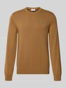 Lacoste Regular Fit Strickpullover aus Baumwoll-Mix in Camel, Größe XX...