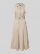 DKNY Midikleid mit Taillengürtel in Sand, Größe M