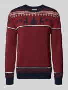 Lindbergh Strickpullover mit gerippten Abschlüssen in Dunkelblau, Größ...