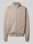 Pegador Oversized Sweatjacke mit Label-Stitching in Graphit, Größe L