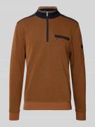 bugatti Sweatshirt mit Stehkragen Modell 'Selanik' in Camel, Größe L