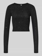 Karo Kauer Cropped Longsleeve mit Label-Detail in Black, Größe S