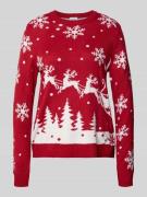 Vila Strickpullover mit Rundhalsausschnitt Modell 'SNOWI' in Rot, Größ...