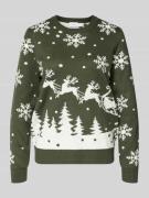 Vila Strickpullover mit Rundhalsausschnitt Modell 'SNOWI' in Khaki, Gr...