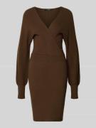 Zero Knielanges Strickkleid aus Viskose-Mix in Hellbraun, Größe 34