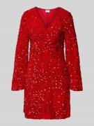 Vila Minikleid mit Pailletten Modell 'BARINA' in Rot, Größe L