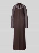 Staud Maxikleid aus Viskose mit Stehkragen Modell 'ESTHER' in Dunkelbr...