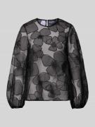 Luisa Cerano Bluse in transparenter Optik mit Rundhalsausschnitt in Bl...