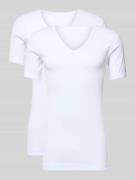 Götzburg Wäsche T-Shirt mit geripptem V-Ausschnitt in Weiss, Größe L