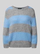 Oui Strickpullover mit gerippten Abschlüssen in Hellblau, Größe 34