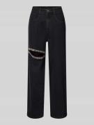Karo Kauer Jeans mit Cut Out und Ziersteinbesatz in Black, Größe XL